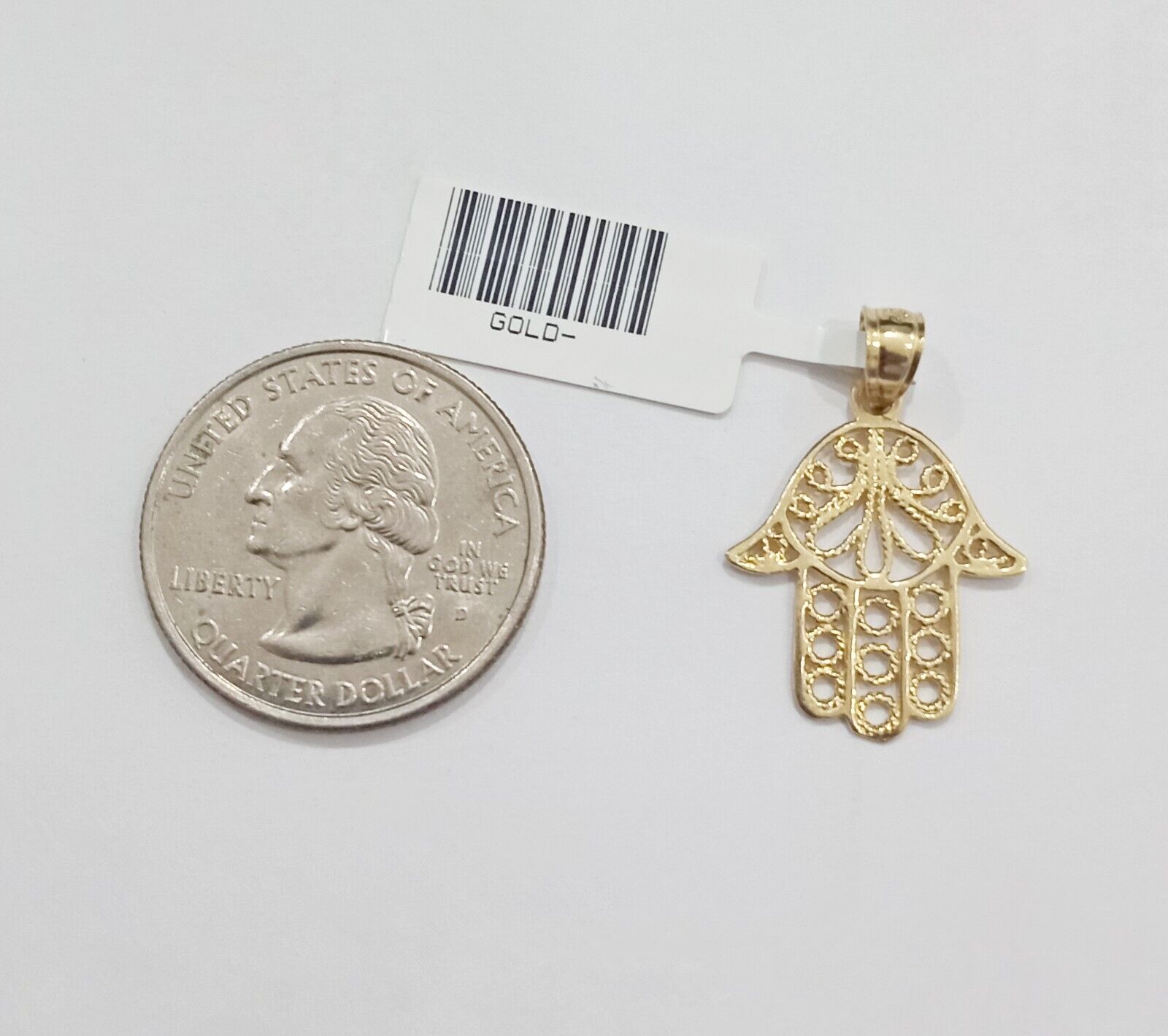 Real 10k Yellow Gold Hamsa Hand Charm Pendant Men Women 10kt gold - GoldenlinQ